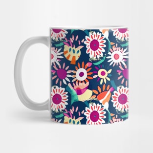 Halftone floral blue navy background Mug